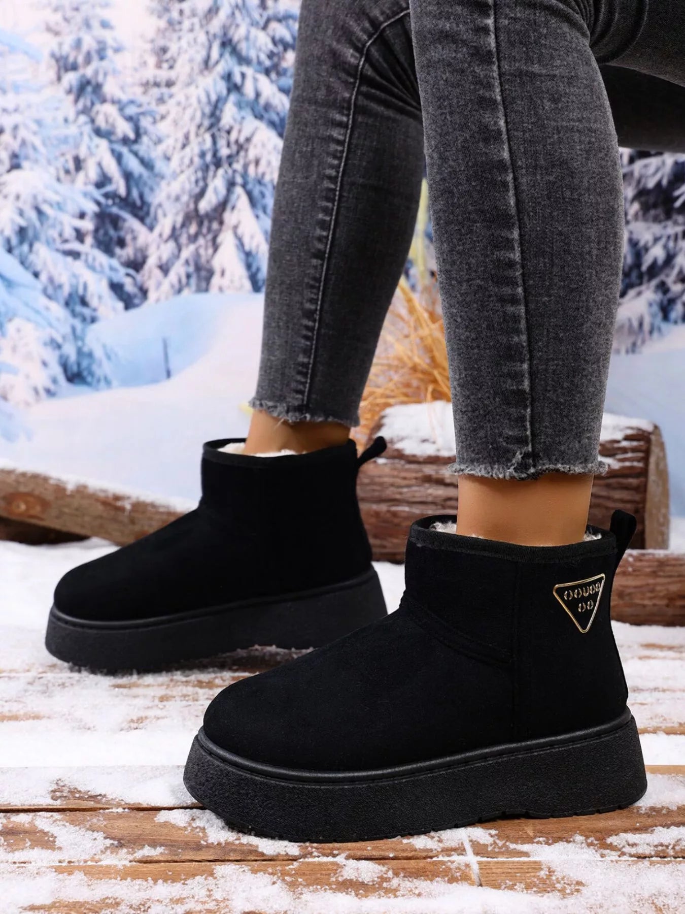 Kristina - Rund tå Plattform Stövlar i PU-Läder Vardag och Fest