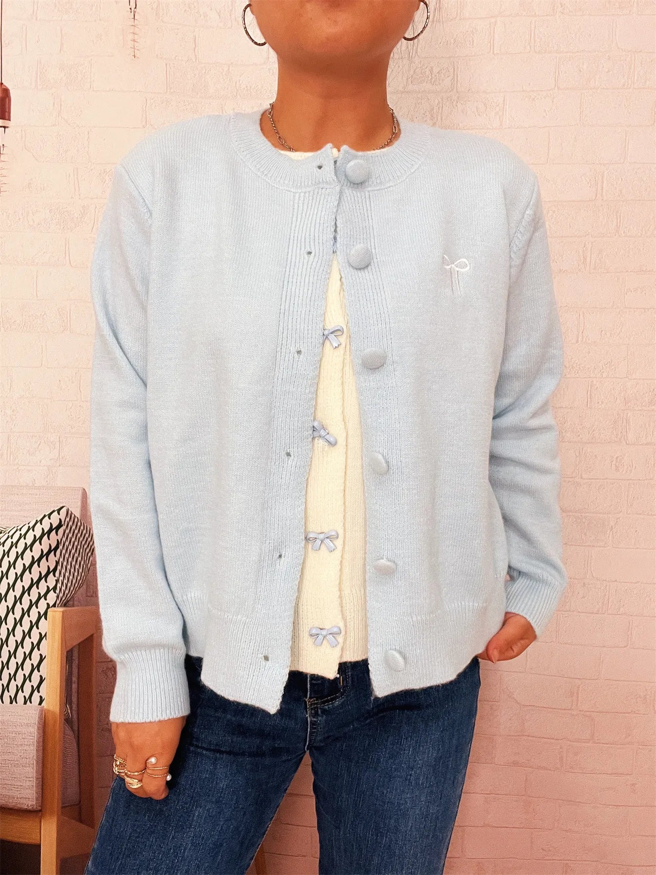 Nadia - Knappad cardigan i stretchig passform mjuk känsla