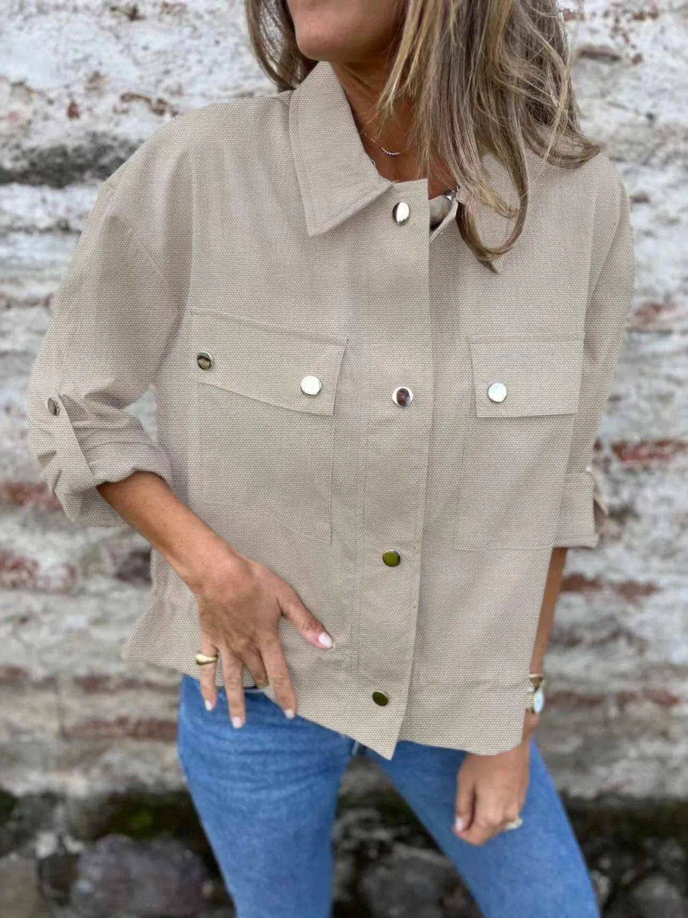 Tuva - Skjortjacka med bröstfickor och knäppning framtill