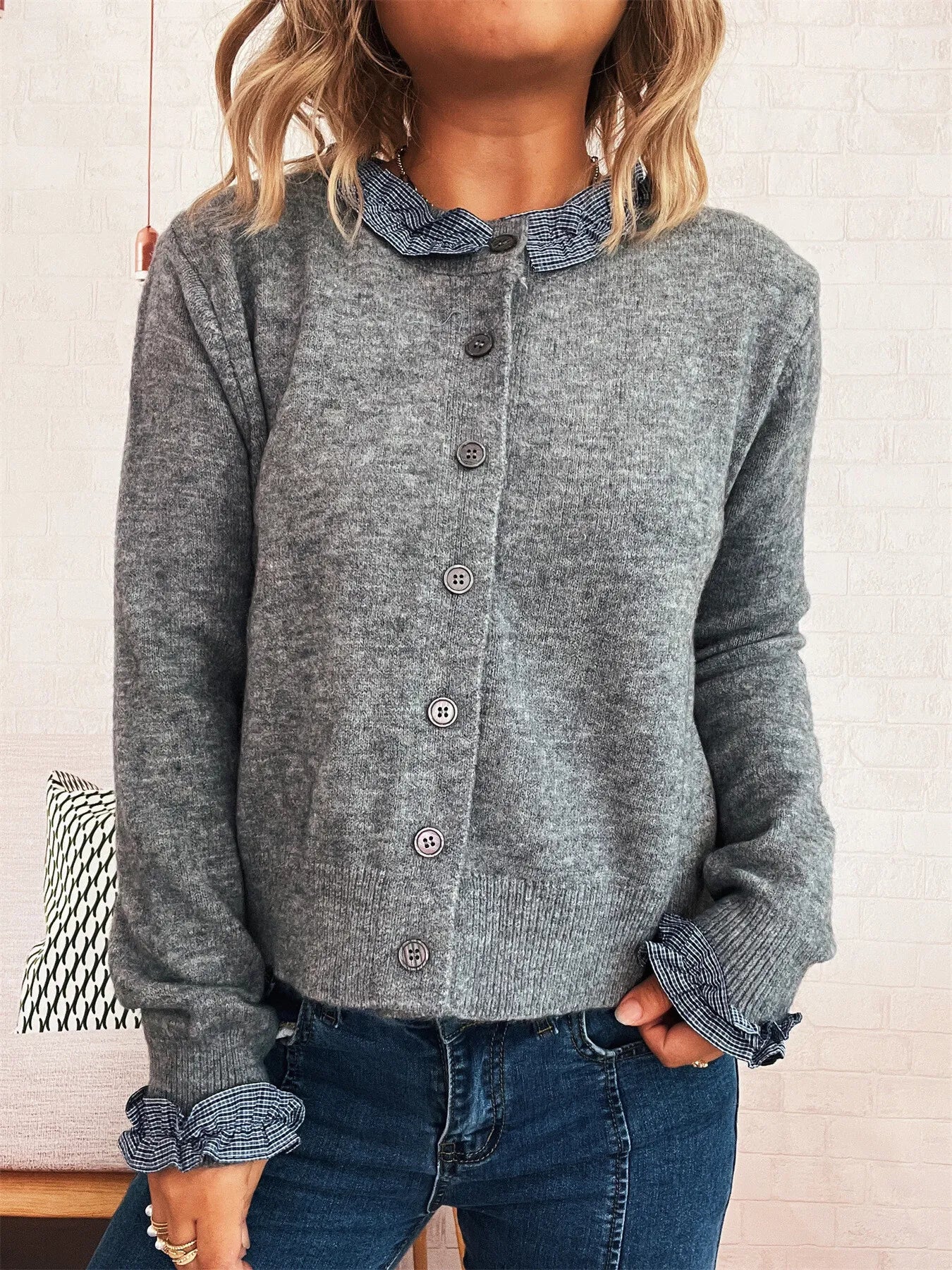 Märta - Stilren cardigan med knäppbar stretchig polyester