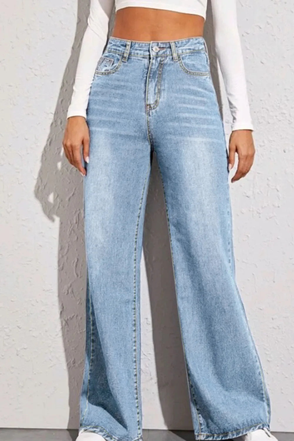 Julia - Hög midja vida ben jeans i bomull och polyester