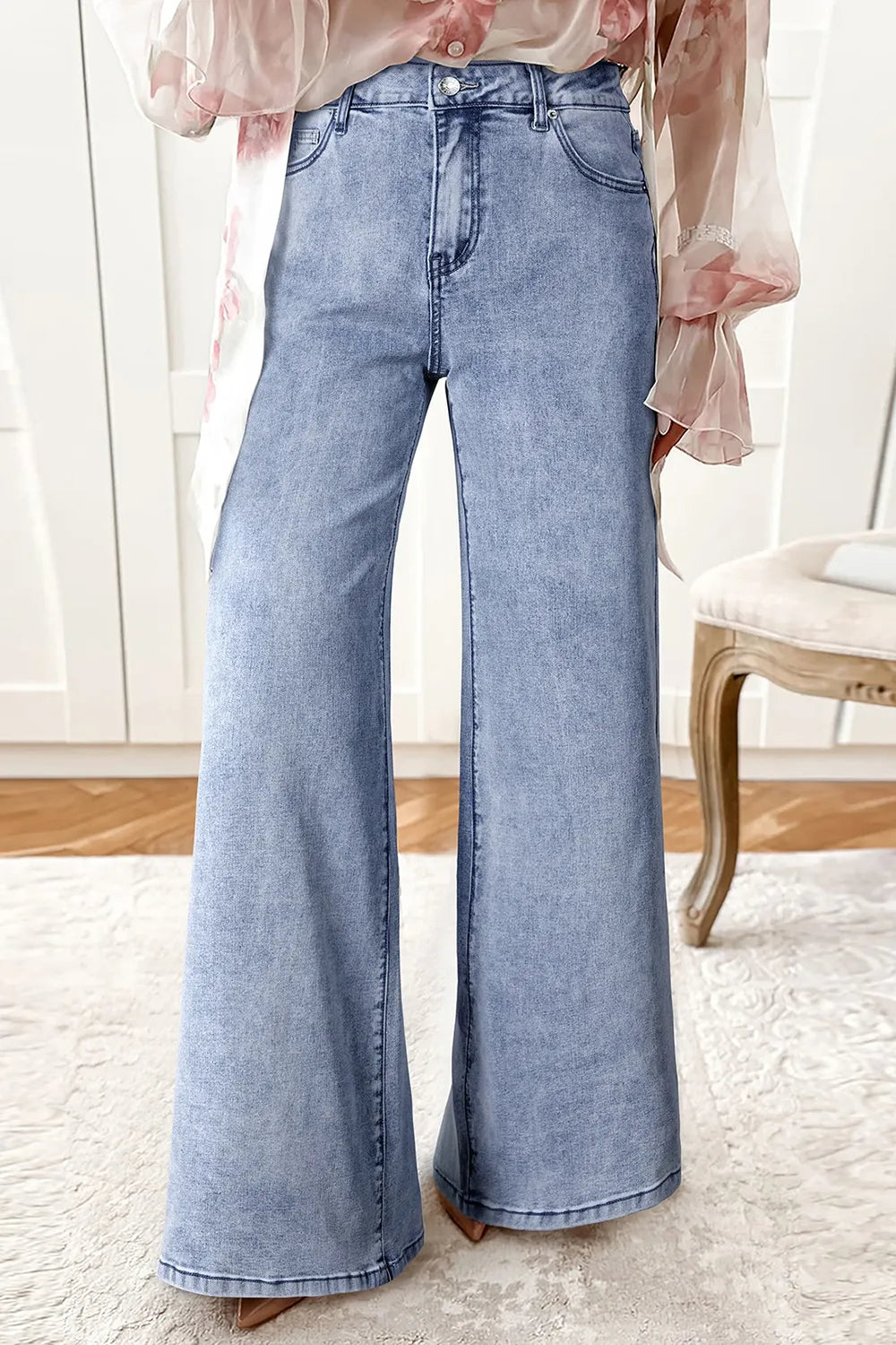 Felicia - Högmidjade vida jeans med utsvängd passform