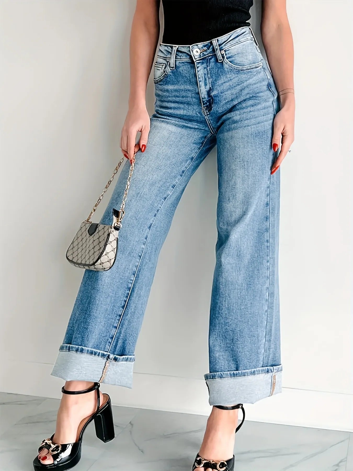 Petra - Högmidjade vida jeans med stretchig passform