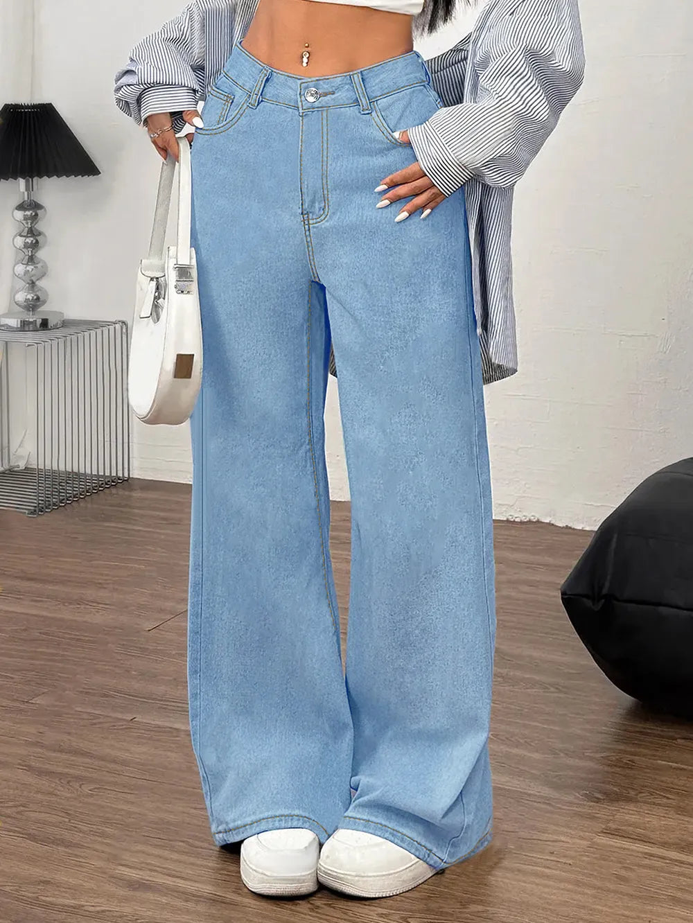 Alva - Broderad Rosett Bak Vida Ben Jeans Med Fickor