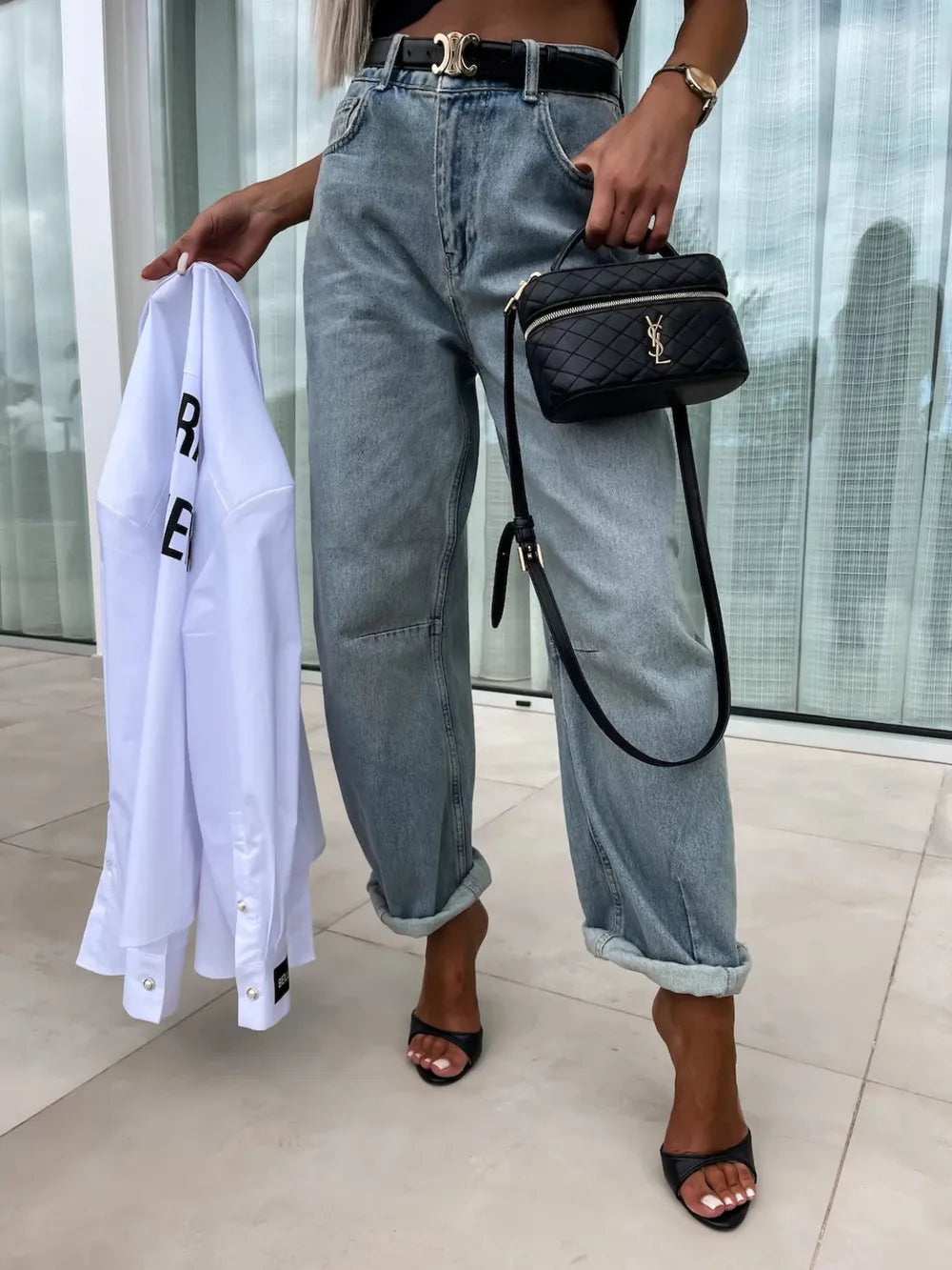 Lovisa - Högmidjade vida ben jeans utan stretch vardagsbruk