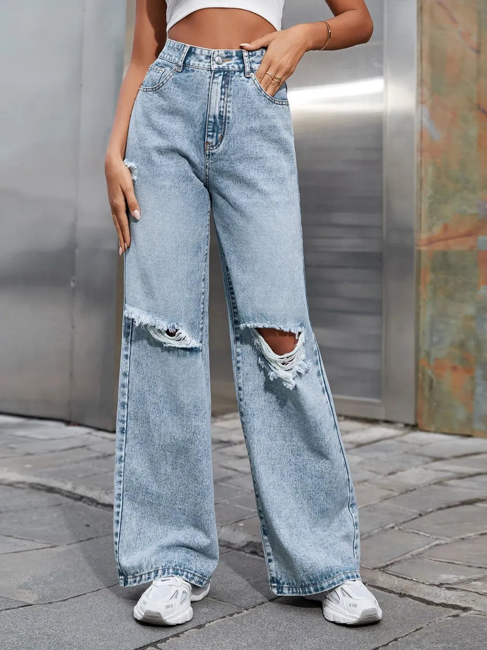 Olivia - Slitna Vida Jeans Med Fickor Och Komfort Passform