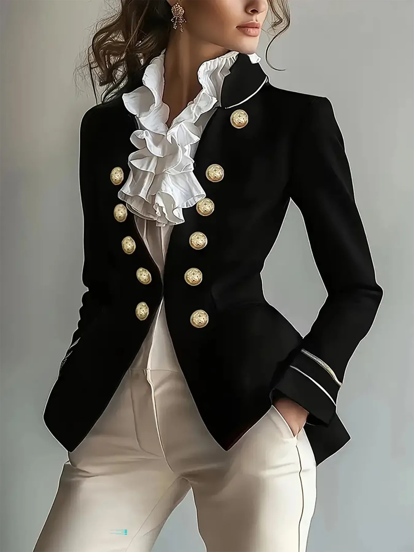 Alma - Dubbelknäppt blazer med muddkant för form och stil